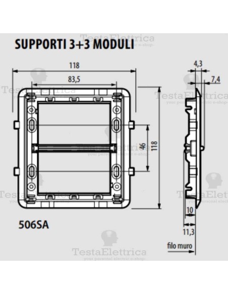 Supporto 3+3  moduli Bticino Màtix