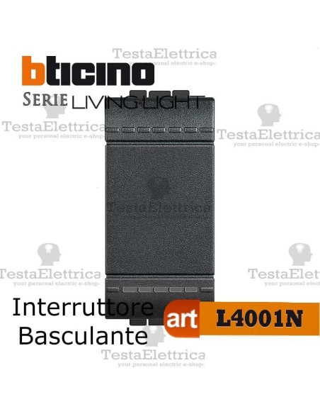 Interruttore 1P 16 AX 250 Vac  Antracite Bticino LivingLight