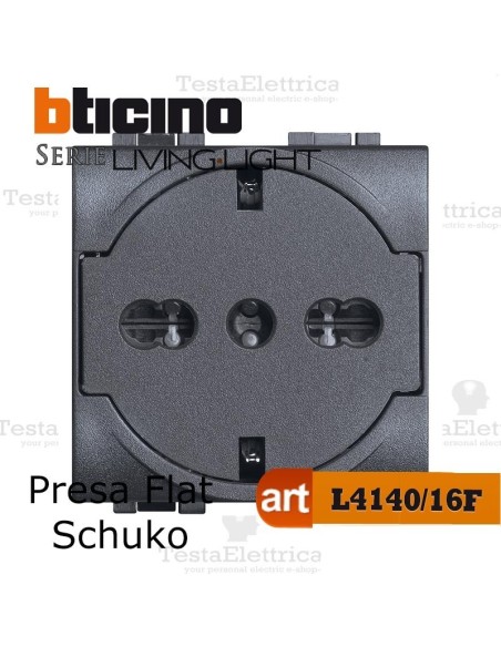 Presa FLAT standard tedesco Antracite Bticino LivingLight