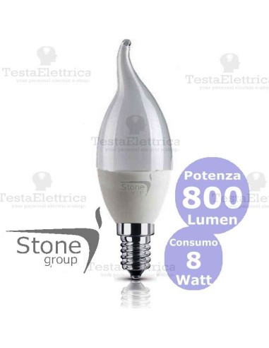 Lampadina a led fiamma 8 Watt E14 Stone