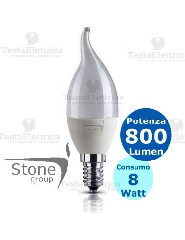 Lampadina a led fiamma 8 Watt E14 Stone