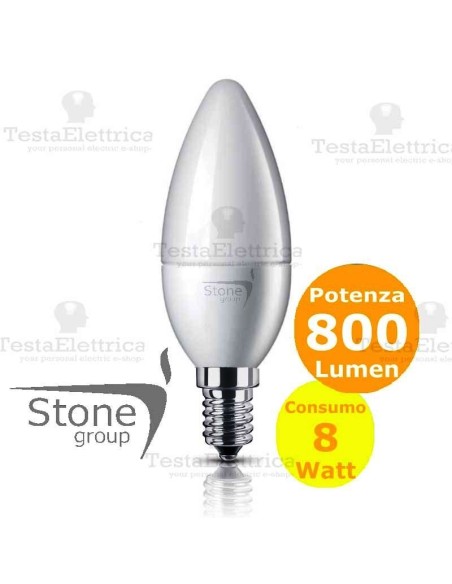 Lampadina a led candela 8 Watt E14 Stone