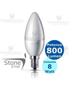 Lampadina a led candela 8 Watt E14 Stone
