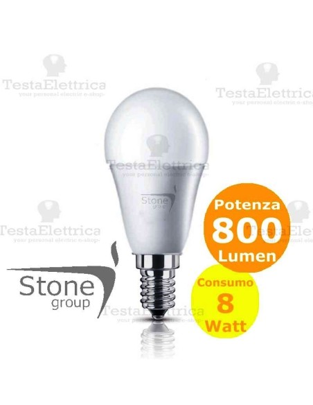 Lampadina a led sfera 8 Watt E14 Stone