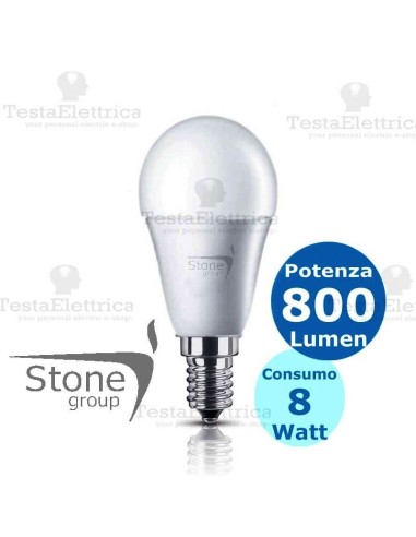 Lampadina a led sfera 8 Watt E14 Stone