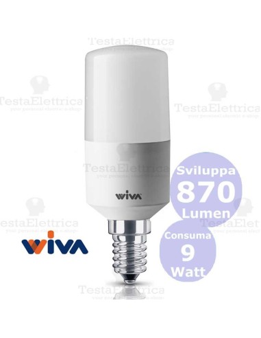 Lampadina a led Tubolare E27 9 Watt Wiva