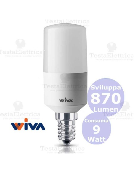Lampadina a led Tubolare E27 9 Watt Wiva