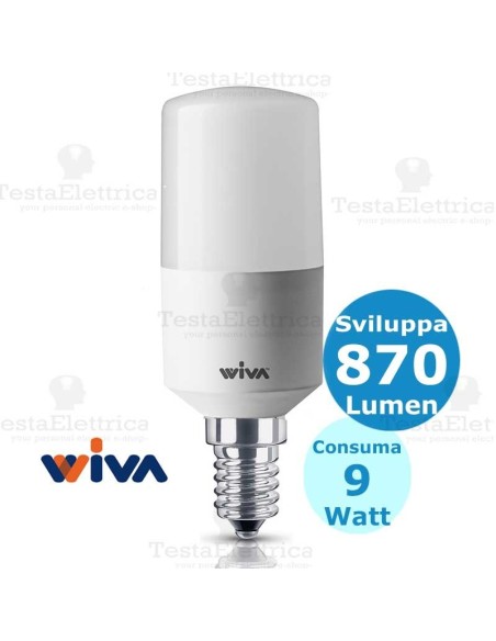 Lampadina a led Tubolare E27 9 Watt Wiva