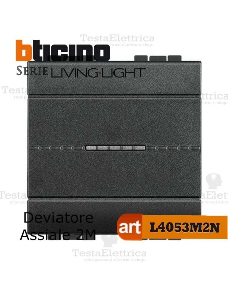 Deviatore 1P 2 moduli L4053M2N  Bticino LivingLight Antracite
