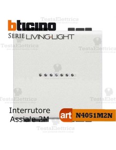 Interruttore 1P 2 moduli n4051m2n Bticino LivingLight Bianco