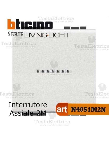 Interruttore 1P 2 moduli n4051m2n Bticino LivingLight Bianco