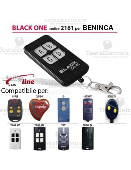 Telecomando compatibile BENINCA auto apprendente BlackOne