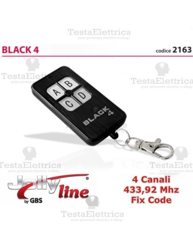 Radiocomando universale auto apprendente codice fisso black 4 jolly line