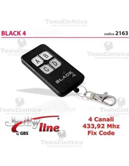Radiocomando universale auto apprendente codice fisso black 4 jolly line