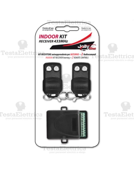 KIT1-INDOOR RECEIVER Kit ricevitore da interno a 433,92 Mhz + 2 radiocomandi Fix Code