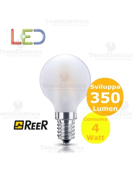 Lampada filo led palloina smerigliata tutto vetro 4 Watt E14 GBC