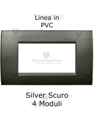 Placchetta elettrica Silver Scuro 4 moduli compatibile serie Matix Bticino