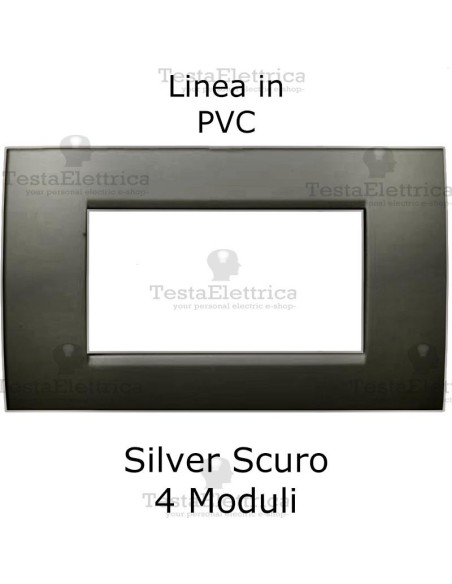 Placchetta elettrica Silver Scuro 4 moduli compatibile serie Matix Bticino