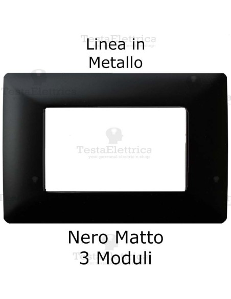 Placca Nero Lucido 3 moduli in Metallo compatibile serie Matix Bticino
