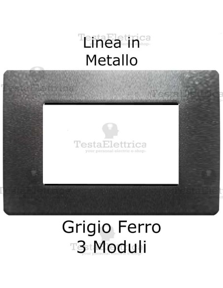 Placca Grigio Ferro 3 moduli in Metallo compatibile serie Matix Bticino
