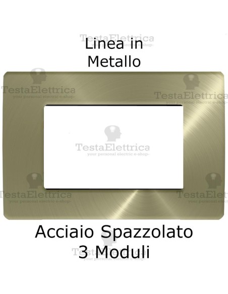 Placca Acciaio Spazzolato 3 moduli in Metallo compatibile serie Matix Bticino