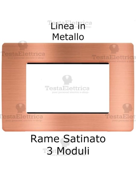 Placca Rame Satinato 3 moduli in Metallo compatibile serie Matix Bticino