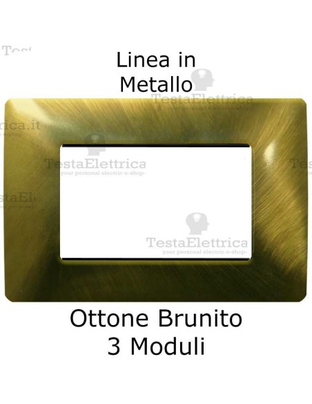 Placca Ottone Brunito 3 moduli in Metallo compatibile serie Matix Bticino