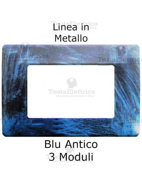Placca Blu anticato 3 moduli in Metallo compatibile serie Matix Bticino