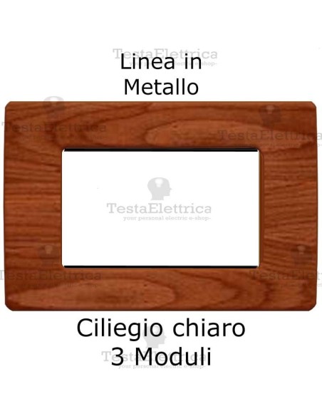 Placca Ciliegio Chiaro 3 moduli in Metallo compatibile serie Matix Bticino