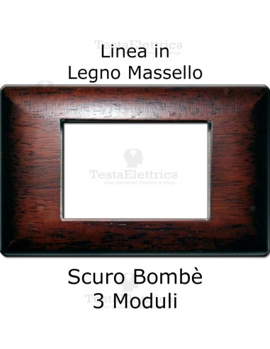 Placca Legno Scuro bombato compatibile serie Matrix Bticino - 3 moduli 