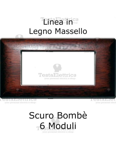 Placca Legno Scuro bombato compatibile serie Matrix Bticino - 6 moduli 