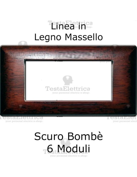 Placca Legno Scuro bombato compatibile serie Matrix Bticino - 6 moduli 