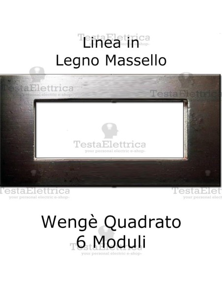 Placca Legno Wengè squadrato compatibile serie Matrix Bticino - 6 moduli 