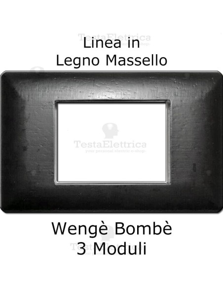 Placca Legno Wengè bombato compatibile serie Matrix Bticino - 3 moduli 