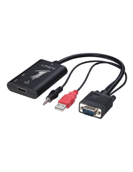 Convertitore video VGA + audio Jack 3,5mm a HDMI Lindy