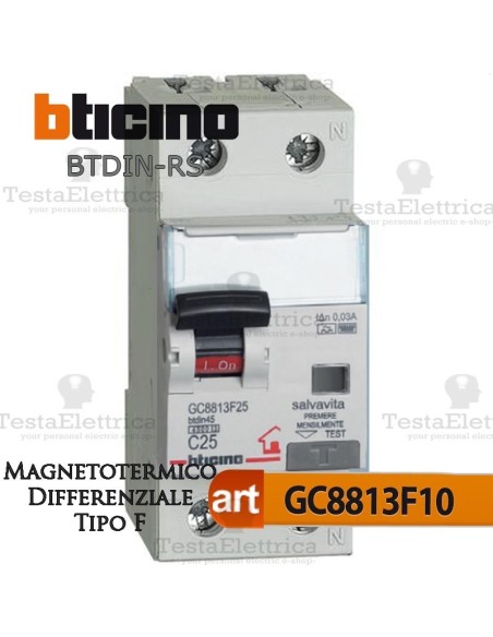 Magnetotermico Differenziale tipo F 10A  220V Bticino