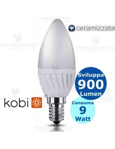 Lampadina a led ceramica e14 candela 9 watt 