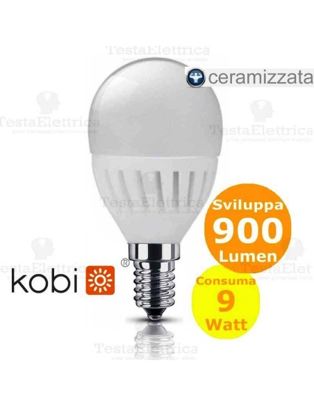 Lampadina a led ceramica e14 mini sfera 9 watt 