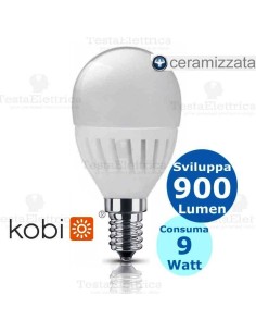 Lampadina a led ceramica e14 mini sfera 9 watt 