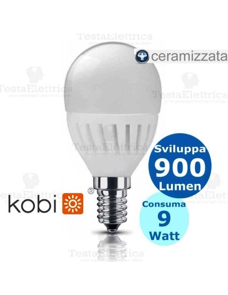 Lampadina a led ceramica e14 mini sfera 9 watt 