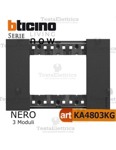 Placca nera living now 3 moduli	