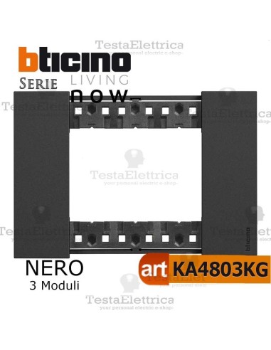 Placca nera living now 3 moduli	