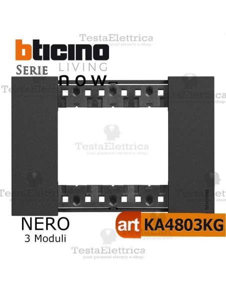 Placca nera living now 3 moduli	