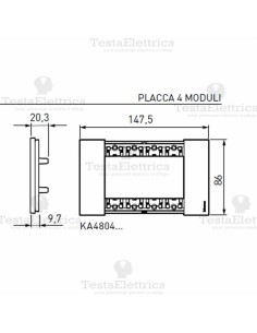 bticino KA4804DM placca aura 4 moduli living now	 2
